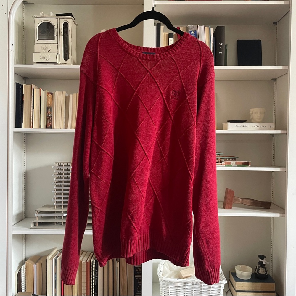 100% Cotton Vintage Red Knit Sweater IZOD